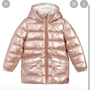 Kids Metallic Pink Puffer Jacket